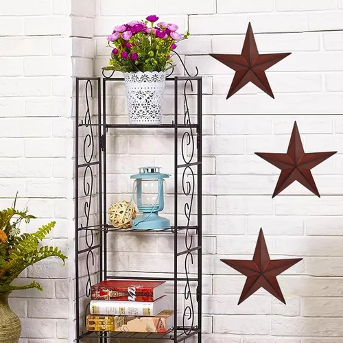 Miniatura 5 de JoyEvy Decoración de Pared de Estrella de Granero de Metal de 12" - Estrellas de Bandera Americana para Exterior o Interior de Casa - Estrella