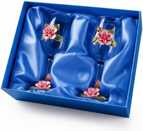 Miniatura 17 de Simcat Copa de Vino de Esmalte Pintada a Mano con Flores, Vaso Transparente Refinado, Tallo para Cabernet, Regalos