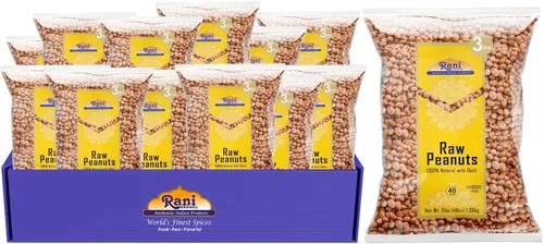 Miniatura 11 de Cacahuetes Rani, enteros crudos con piel (sin cocer, sin sal) 80 onzas (5 libras) 5.0 lbs a granel ~ Todo natural Vegano Kosher Apto