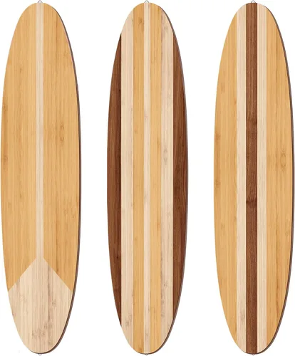 Miniatura 7 de Gerrii 3 piezas de decoración de pared de tabla de surf de 23.6 x 5.4 pulgadas, decoración estética grande de madera bonita tropical playa arte