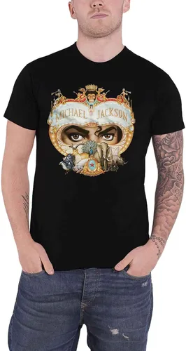 Michael Jackson Camiseta Dangerous Logo Oficial Hombres Negro Talla
