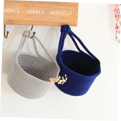 Miniatura 4 de Yardwe Cesta de almacenamiento decorativa, macetas decorativas, mini macetas para plantas, organizador de juguetes, cesta de pared colgante, cesta