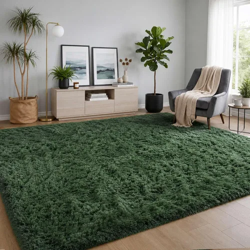 Miniatura 13 de Alfombra mullida de 5 x 8 pies, apta para mascotas, de fácil cuidado, ultra suave, con respaldo antideslizante, moderna alfombra de felpa mullida