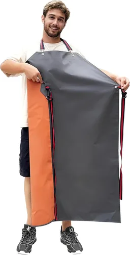 GoldPig Delantal de goma grueso, delantal impermeable para lavavajillas, resistente a productos químicos para carnicero, limpieza Gris-47.2" (120cm)
