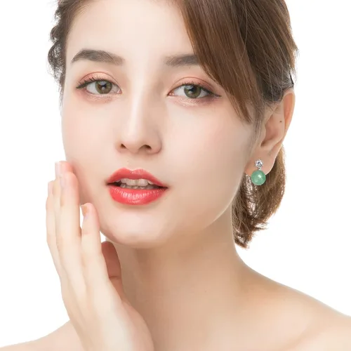 Miniatura 93 de Jade Earrings Studs,Green Jade Earrings for Women,925 Sterling Silver Earrings Studs for Sensitive Ears,Handmade Jade Earrings for Birthday