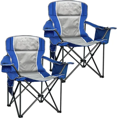Miniatura 10 de Silla de campamento de gran tamaño, capacidad de 500 libras para personas grandes y altas, silla plegable acolchada extra ancha para personas
