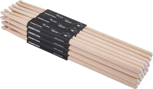 12 pares de baquetas 5A, baquetas clásicas de madera de arce para adultos, niños y principiantes, palos de batería ovalados con punta de madera para