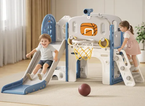 Miniatura 9 de XJD Conjunto de Tobogán 8 en 1 para Niños Pequeños, Tobogán para Niños de 1+ Años, Conjunto de Juego de Tobogán Escalador para Niños Pequeños