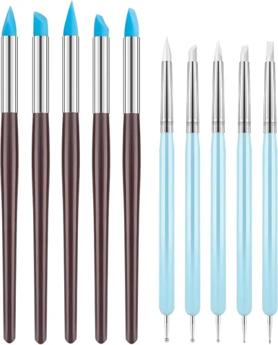 Miniatura 8 de Herramientas de arcilla para esculpir, kit de herramientas de tallado de polímero de doble cara, juego de herramientas de cerámica de madera