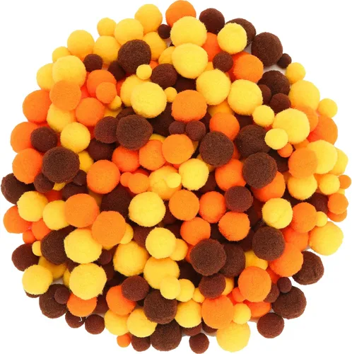 Tegeme 1200 bolas de pompones para manualidades, decoración de guirnaldas de oficina en casa (amarillo, marrón, naranja)