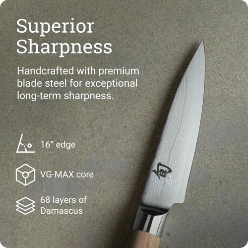 Miniatura 3 de Cuchillo de pelar Shun Classic Blonde de 3.5 pulgadas, cuchillo japonés artesanal para verduras y frutas, núcleo VG-MAX con revestimiento de acero