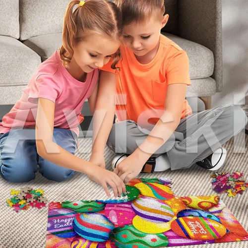 Miniatura 7 de Rompecabezas de Pascua con póster de referencia 1:1, rompecabezas festivos para adultos y niños - 500 piezas, juegos educativos con huevos