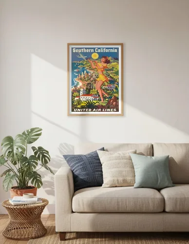 Miniatura 6 de Southern California - United Air Lines - Vintage Airline Travel Poster by Joseph Fehér c.1950 - Master Art Print (Unframed) 6in x 9in