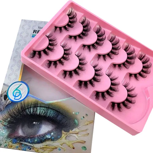 Miniatura 2 de Paquete de 6 pares de pestañas postizas esponjosas naturales de imitación de visón 3D (SY-07)