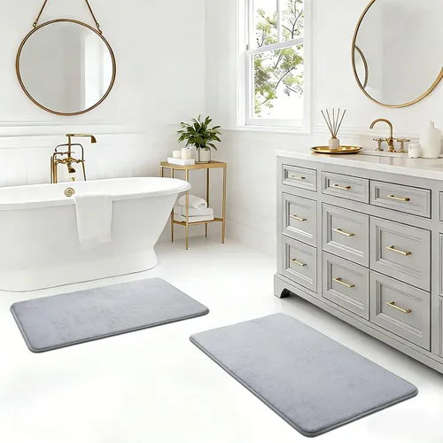 Miniatura 3 de Juego de alfombras de baño de 3 piezas y tapete de baño, extra suave, absorbente, de secado rápido, antideslizante, lavable a máquina, tapete