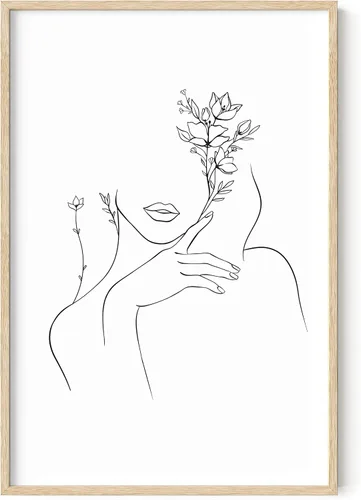 Miniatura 30 de HAUS AND HUES Impresión artística minimalista de mujer, póster de figura femenina, arte abstracto de pared neutro, arte de pared de dibujo lineal