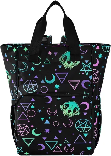 Miniatura 11 de MNSRUU Bolsa de pañales de calavera gris, mochila multifunción para pañales de viaje, bolsa de pañales de gran capacidad, mochilas para cambiar