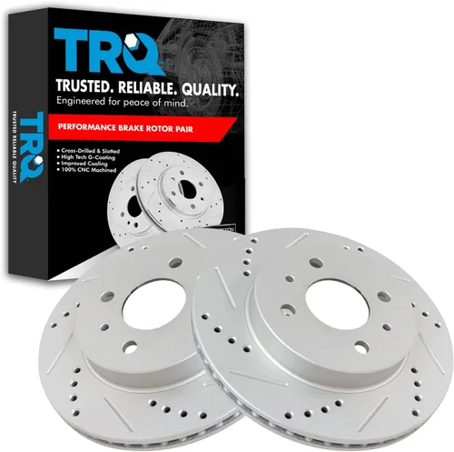 Miniatura 180 de TRQ Juego de rotores de freno de rendimiento trasero con revestimiento G premium compatible con Mazda 6 2014-2021