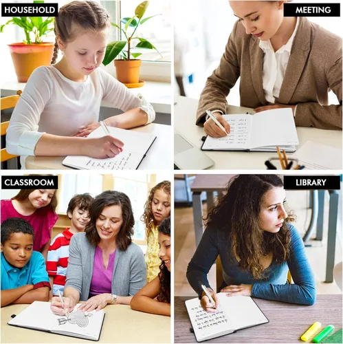 Miniatura 7 de feela Paquete de 8 cuadernos a granel para la escuela, cuadernos de negocios de tapa dura, diarios clásicos rayados con soporte para bolígrafo
