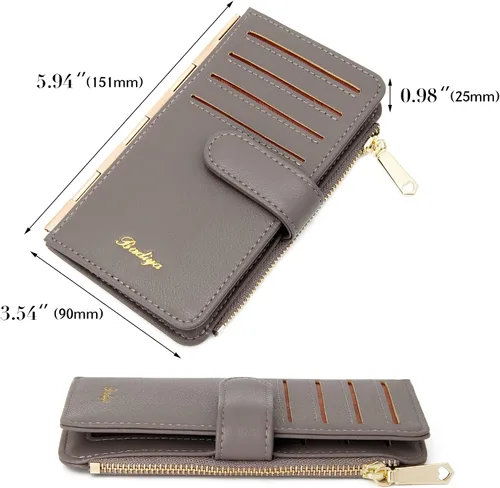 Miniatura 6 de Badiya Tarjetero de crédito para mujer, cartera RFID para mujer, organizador de tarjetas plegable delgado con funda para múltiples tarjetas