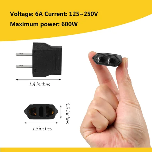 Miniatura 2 de 6 Pack Adaptador de Enchufe Europeo a EE. UU., Adaptador de Enchufe de Salida Europeo a Americano Pequeño para Viajes, Adaptador de Enchufe Europeo