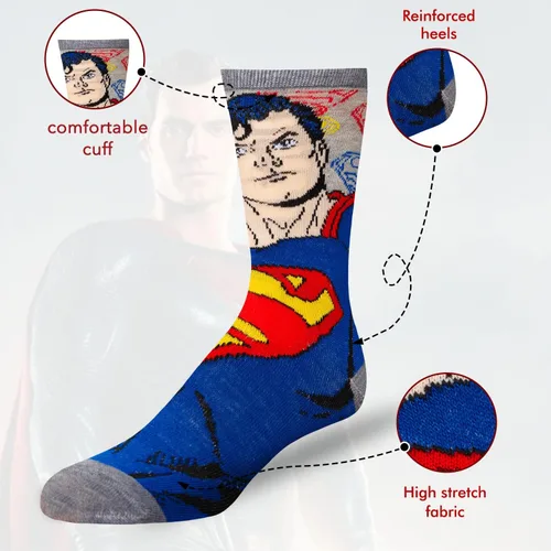 Miniatura 3 de Calcetines de la Liga de la Justicia para niños y hombres, calcetines de superhéroe, paquete de 6 calcetines para niños, calcetines deportivos