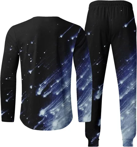 Miniatura 4 de Muscularfit Conjunto de entrenamiento de 2 piezas con bolsillos, para otoño, a la moda, sin botones, cuello redondo, sudadera y pantalón, conjunto