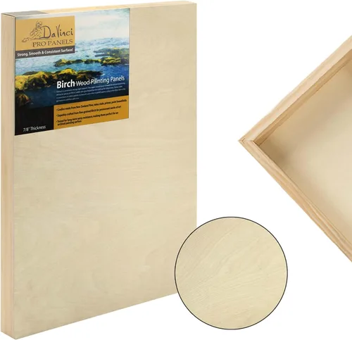 Miniatura 2 de Da Vinci Pro Panel de madera de abedul de 7/8 pulgadas de profundidad, panel individual de 12 x 16 pulgadas, textura fina, resistente a