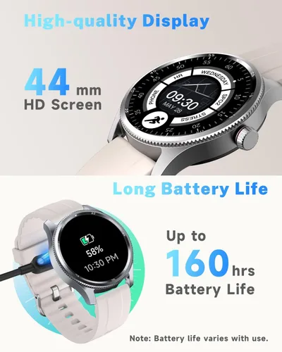 Miniatura 6 de TOOBUR Reloj inteligente para hombre y mujer con bisel de metal, responde hacer llamadas/frecuencia cardíaca/contador de pasos/rastreador