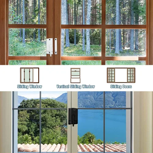 Miniatura 3 de Cerraduras deslizantes para ventana, color blanco, paquete de 2 cerraduras de leva para doble colgado de ventana, cerradura de vinilo de seguridad