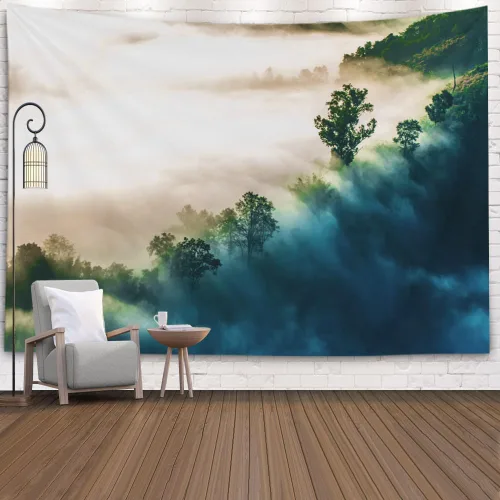 Miniatura 8 de Crannel Tapiz de invierno para colgar en la pared, sombrero de mago psicodélico para barba, tapiz mágico de calavera de humo de 50 x 60 pulgadas