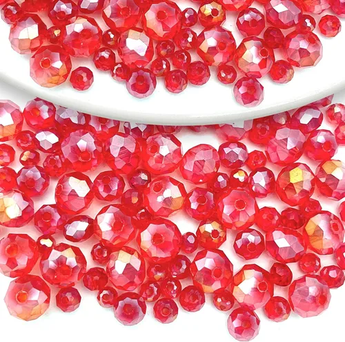 Miniatura 38 de 786 cuentas de cristal de 4 tamaños, cuentas de cristal Rondelle facetadas, cuentas de cristal Briolette, cuentas espaciadoras para pulseras, Ámbar