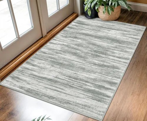 Miniatura 137 de KOZYFLY – Alfombra de pasillo moderna y lavable de diseño abstracto verde, 2 x 5 pies, antideslizante, suave y de pelo corto, ideal para cocina