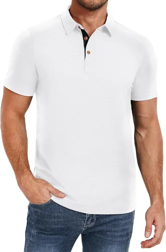 Miniatura 8 de PEGENO Camisetas Polo para Hombre de Manga Corta Camisetas de Golf de Algodón Casual Camisetas Polo de Rendimiento para Hombre