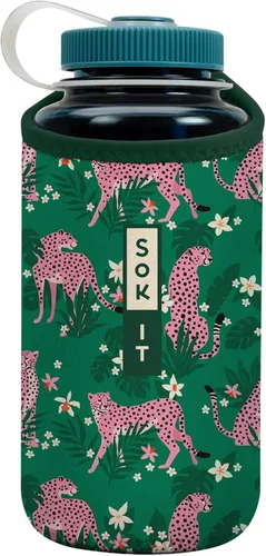 Miniatura 159 de Sok It BotlSok Funda para botella de agua con cubierta de neopreno aislante (Floral abstracto, se ajusta a CamelBak o Nalgene de 12 onzas)