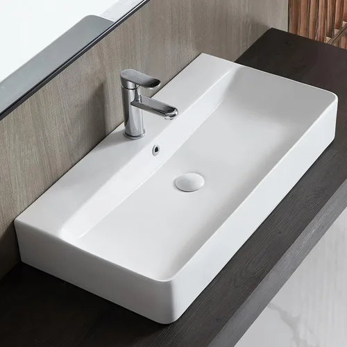 Miniatura 11 de Eridanus Lavabo de Baño 30" x 16" Lavabo Rectangular de Sobreponer, Montaje en Pared Sobre Mostrador Lavabo de Tocador, Lavabo de Cerámica Blanca