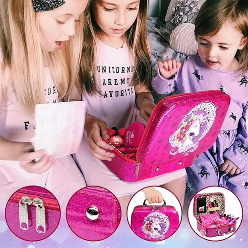 Miniatura 6 de Kit de maquillaje para niños para niñas, kit de maquillaje real, juguetes para niñas pequeñas y no tóxicos, juego de princesa para niños, regalo