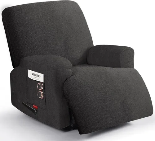 Miniatura 43 de 3 fundas elásticas para sillas reclinables, fundas de tela de felpa y protectores duraderos de muebles para niños y mascotas (1 plaza, negro)