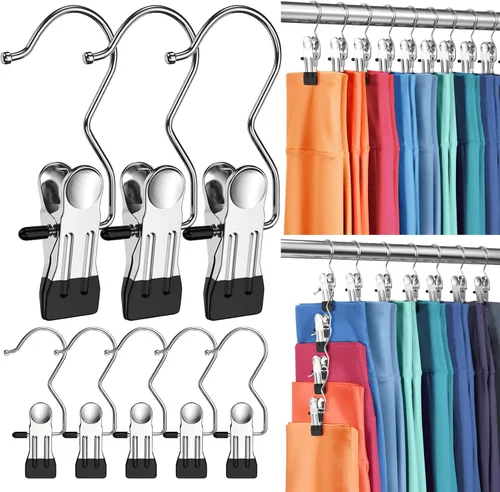 50 Pack de perchas para pantalones con clip, organizador de leggings para colgar en el armario, perchas para pantalones de yoga que ahorran espacio
