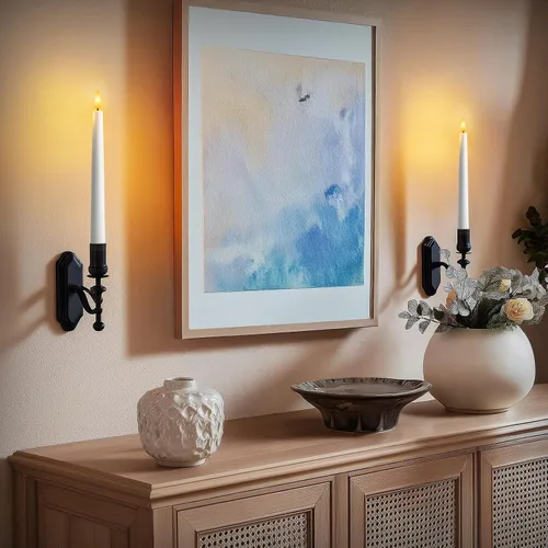 Miniatura 4 de 6 piezas de velas cónicas sin llama con control remoto y temporizador, 9.6 pulgadas de velas LED de plástico, velas blancas operadas por batería