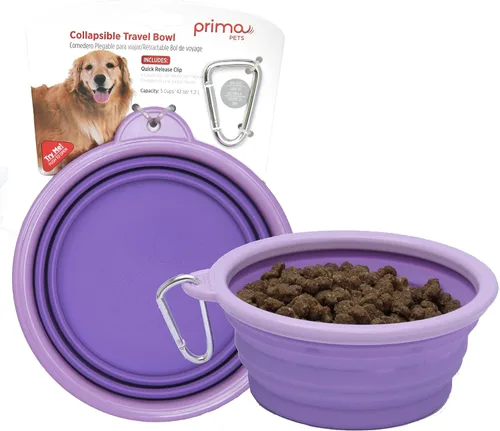 Miniatura 11 de Prima Pet Plegable Silicona Food & agua Tazón con clip de viaje para perro y gato, tamaños disponibles: pequeño (1,5 tazas) & Grande (5 tazas), Agua