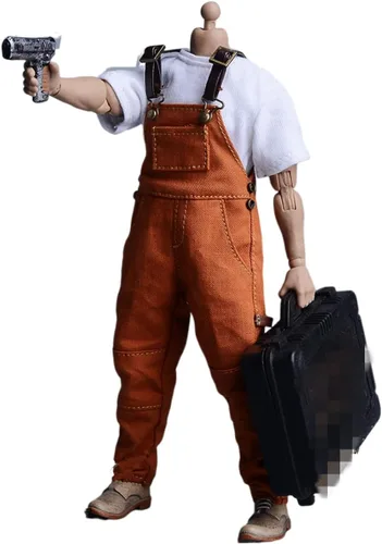 Miniatura 10 de Fremego Ropa masculina a escala 1/12, mono con múltiples bolsillos para hombre, traje de trabajo, pantalones, traje de disfraz para figura de acción