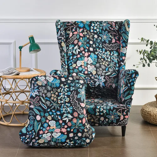 Miniatura 2 de Eco-Ancheng Funda para silla Wingback, 2 piezas, respaldo de ala, fundas de elastano para sillón con respaldo de ala, fundas para sillón con parte W9
