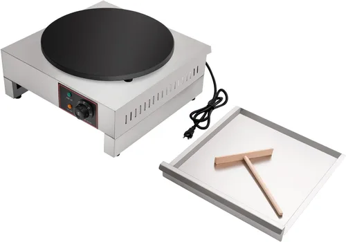 Miniatura 3 de Máquina eléctrica de crepé, máquina antiadherente de 16 pulgadas y 1700 W, plancha de crepes de placa plana comercial con luces indicadoras LED