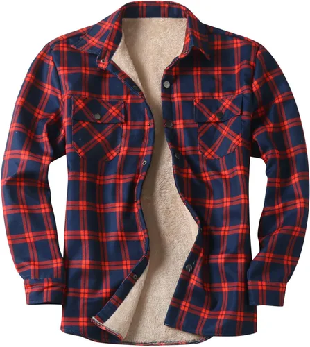 Camisas casuales de franela de manga larga con botones y ajuste regular para hombre para otoño e invierno con forro polar