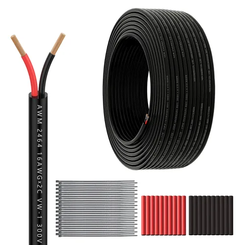 Miniatura 7 de Cable eléctrico de calibre 14, 2 conductores, 50 pies, 14/2, cable de extensión UL2464 DC5V/12V/24V/300V 14AWG, cable de cobre puro trenzado de bajo