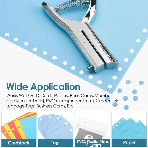 Miniatura 2 de MROCO Perforadora de un solo agujero de 1/4", Perforadora manual para manualidades y papel, perforadora resistente para tarjetas de papel, plástico