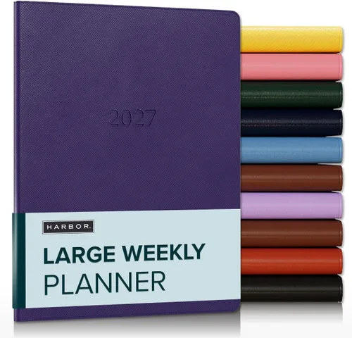 Miniatura 89 de Harbor Agenda semanal y mensual grande 2025-2026 – Agenda con calendario y cuaderno, piel sintética duradera, 192 páginas, tapa blanda