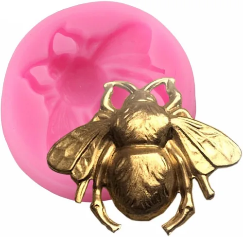 MoldFun Molde de silicona 3D Bumble Bee para fondant chocolate caramelo goma pasta polímero arcilla resina cocina hornear azúcar artesanía pastel