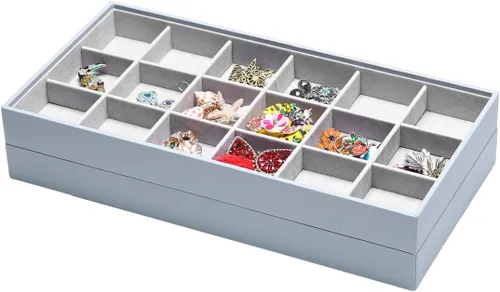 Miniatura 26 de Bandejas mágicas apilables para joyas, organizador de cajones de armario para accesorios, gadgets y cosméticos, caja de almacenamiento
